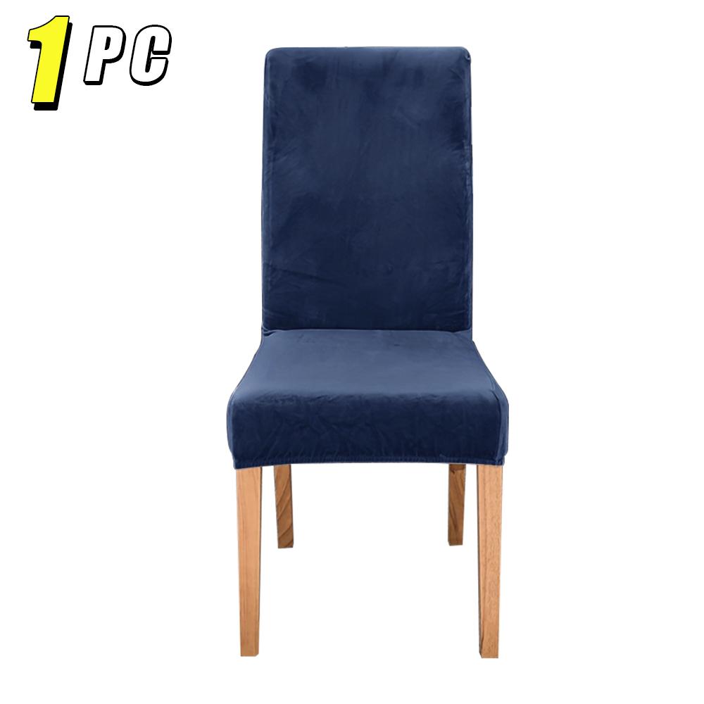 1/4pcs Velvet Chair Covers Dining Room Elastic Soft Seat Cover Solid Color Dustproof Furniture Protector Restaurant Banquet Home