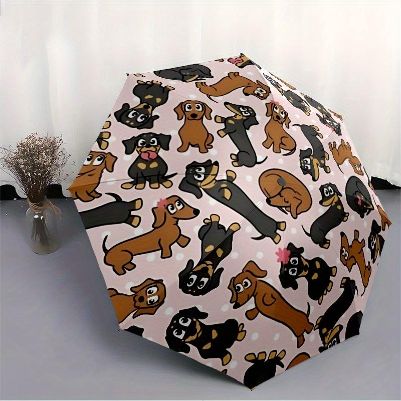 1pc Dachshund Pattern Automatic Open/Close Umbrella, Umbrella with Cartoon Design, Portable Compact Umbrella for Men & Women, Good Holiday G