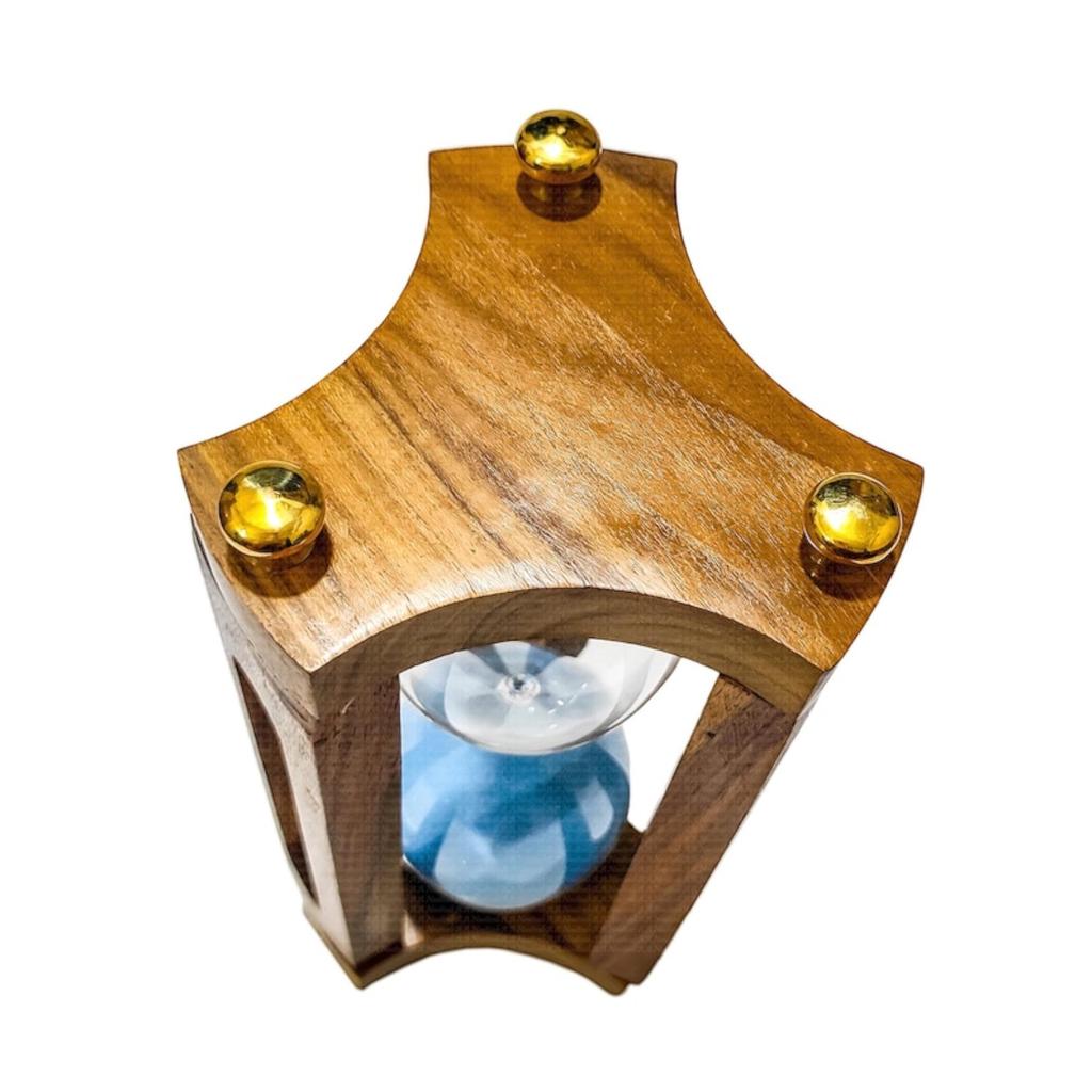 Große 30 Min hölzerne Sanduhr mit Cyanfarbenem Sand, Geschenke für Väter Männer Frauen Senioren Ruhestand Jubiläum, Weihnachtsdeko