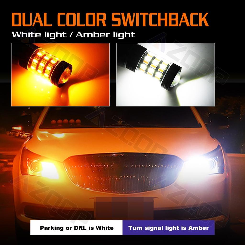 3157 Switchback LED Turn Signal Bulbs For Chevy Silverado/GMC Sierra 1500 2500 2001-2013, 3057 4057 Parking Lights, 300% Brightness, Dual Color 6000K