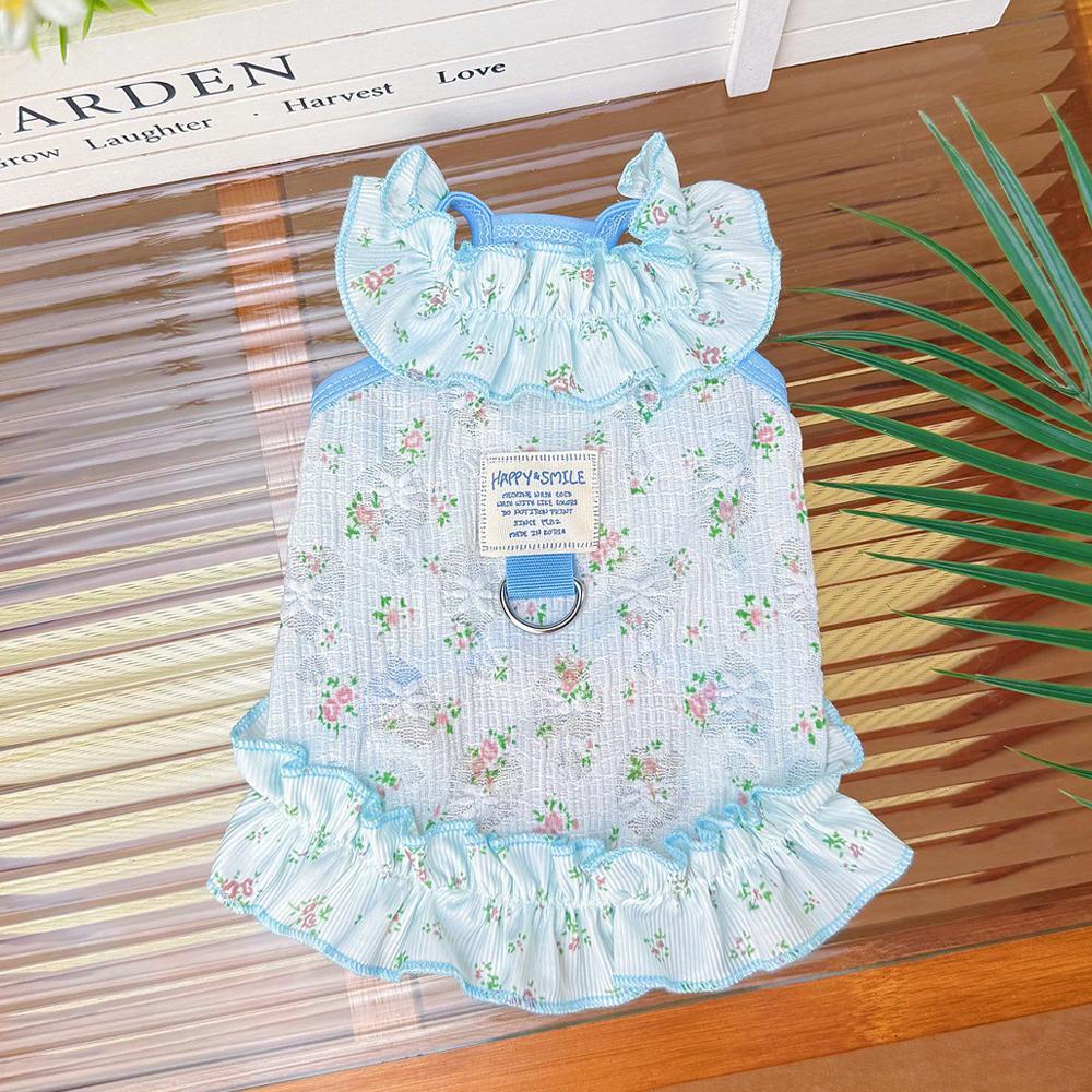 

Тонкое Дышащее Платье Принцессы для Маленькой Собаки Прохладное Лето Весна Милое Средняя Кошка Юбка на Шейном Ремне Дышащее Платье для Собаки Одежда S синий