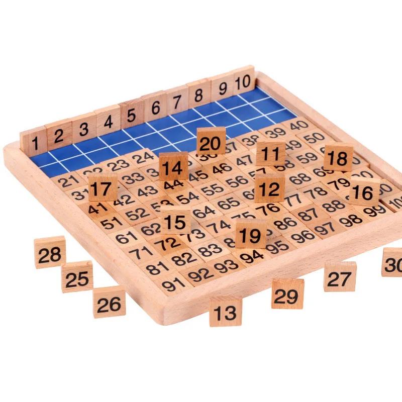 Bunte 1-100 Zahlen Holzklötze Kinder Montessori Pädagogisches Holz Mathematikspielzeug für Kinder Digitales Lernspielzeug