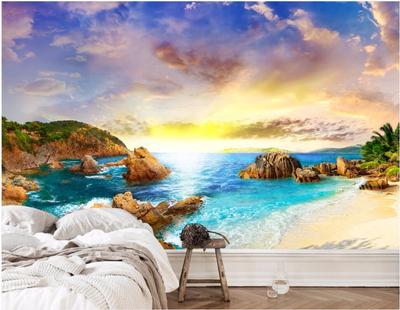 Mural Sea Sunrise 3d Wallpaper And Sunset Painting Wall Murals