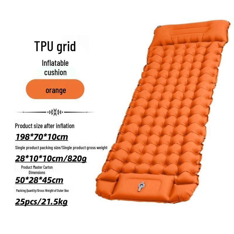 Lightweight TPU Inflatable Camping Mattress with Foot Pump - Portable Outdoor Pad for Hiking and Camping