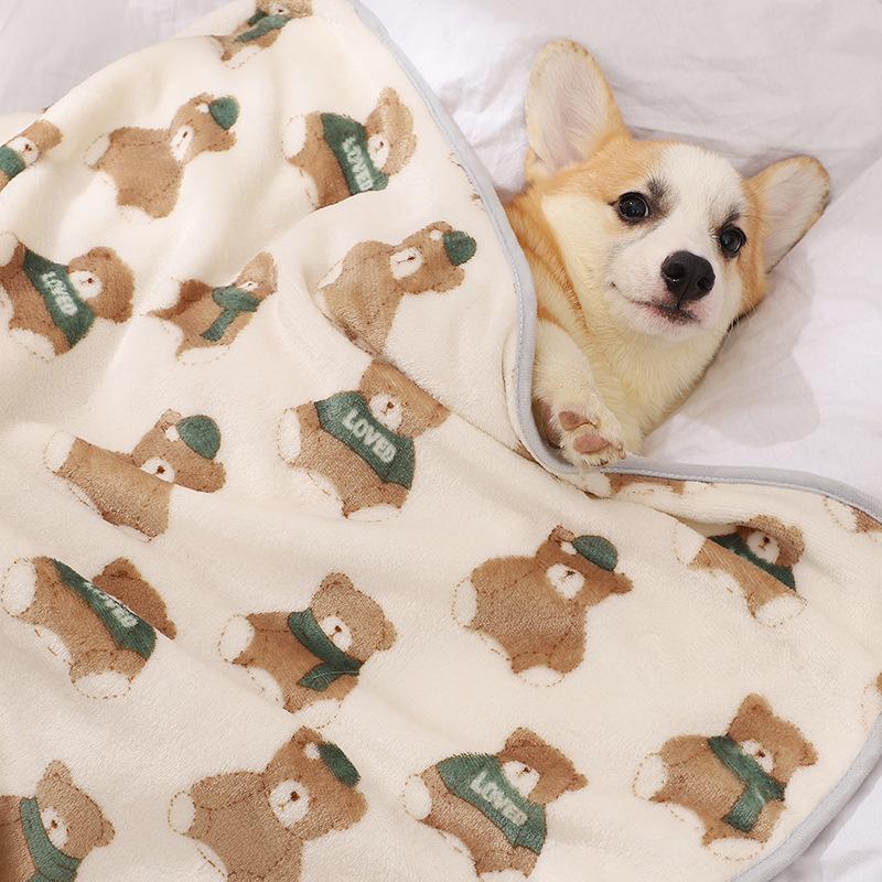 Pets autumn and winter anti-cold and warm sleeping blankets puppies coral fleece quilts dog supplies