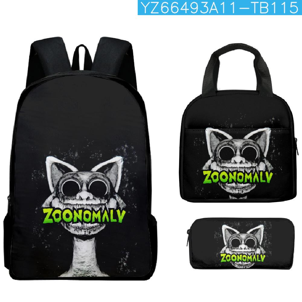Cartoon Popular Funny Novelty Zoonomaly 3D Print 3pcs/Set Student School Bags Laptop Daypack Backpack Lunch bag Pencil Case