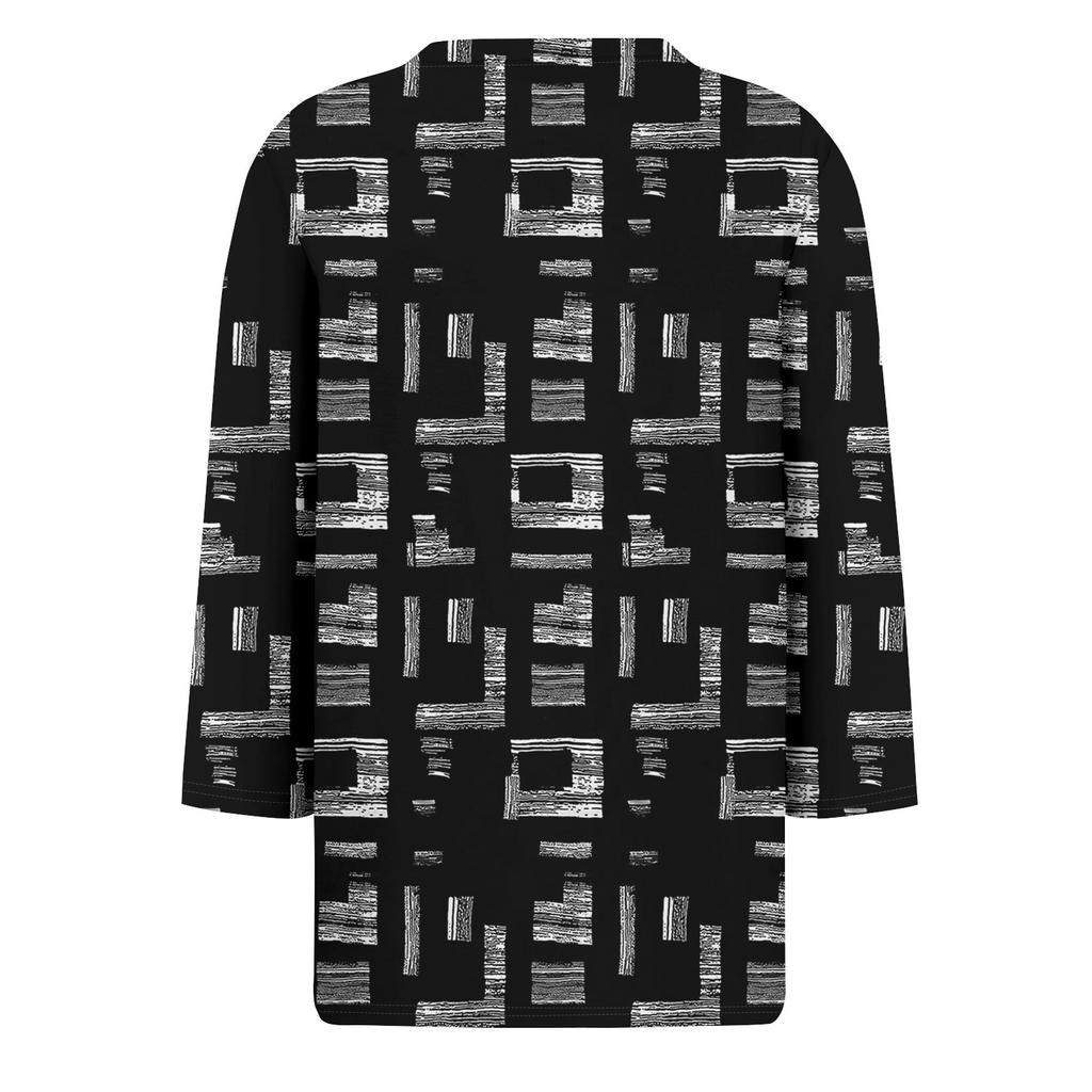 Women's Fashion Casual Round Neck 3/4 Sleeve Loose Printed T-Shirt Ladies Top