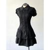 Vintage Wear, College Style Lace Edge Splicing Shirt, Casual Girl Style Dress, Vintage Style Low Waist Short Skirt