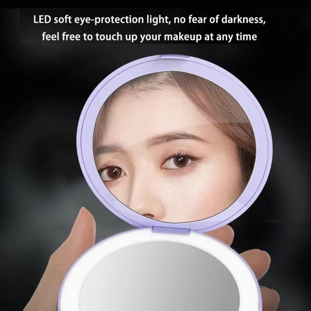 3x Magnifier 4-in-1 LED Makeup Mirror 2 Color Light Portable Hand Warmer Makeup