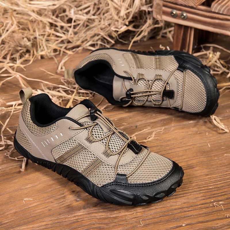 Men Barefoot Casual Hiking Shoes Flats Black Wide Head Boots Grey Sneakers Rubber Sport Shoes Large Size