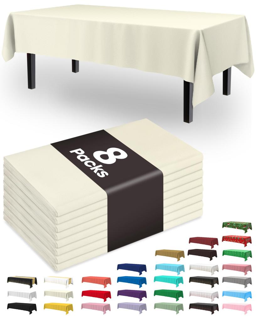 Pureegg Plastic Table Cloth Disposable 8 Pack, 54 x 108 Inch Table Cloths, Graduation Decorations Class of 2025, Graduation Party Tablecloths,