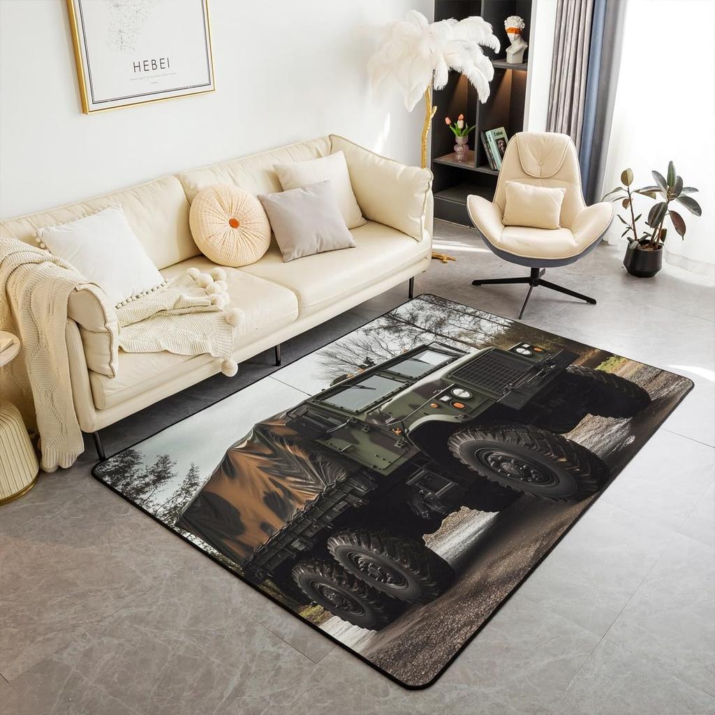 Erosebridal Boys Soldiers Theme Area Rug 3x5,Teens Machine Guns Rug for Bedside,Young Men Army Games Area Rugs for Bedroom,Boys Military Cam