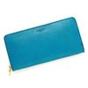 AGILITY Affa "Grotto" Long Wallet with Round Zipper, Large Capacity, Genuine Leather, Turquoise Blue, for Men and Women