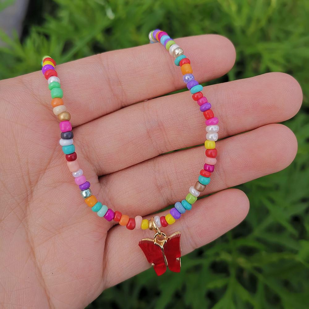 Bead Contemporary Colorful Necklace Featuring Elegant Butterfly Design For Modern Fashionistas