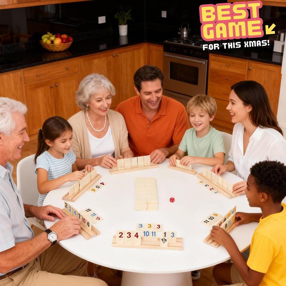 106Pcs Portable Case Rummy Cube Game 106 Tiles Classic Board Game Rummikub Game  Family Game