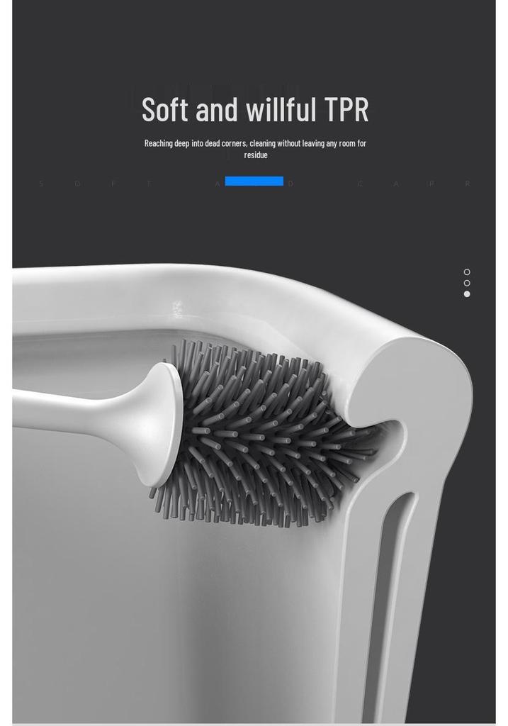 Wall-Mounted Toilet Brush with Long Handle & Soft Bristles for Bathroom Cleaning
