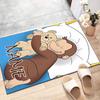 Custom Curious George Mat Personalized Name, Polyester Washable Indoor Entryway Rug, Gift for Christmas, Easter, Thanksgiving Day