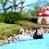 White/Black Mini Swan Garden Ornament Miniature Figurine Plant Pot Fairy Garden Decor