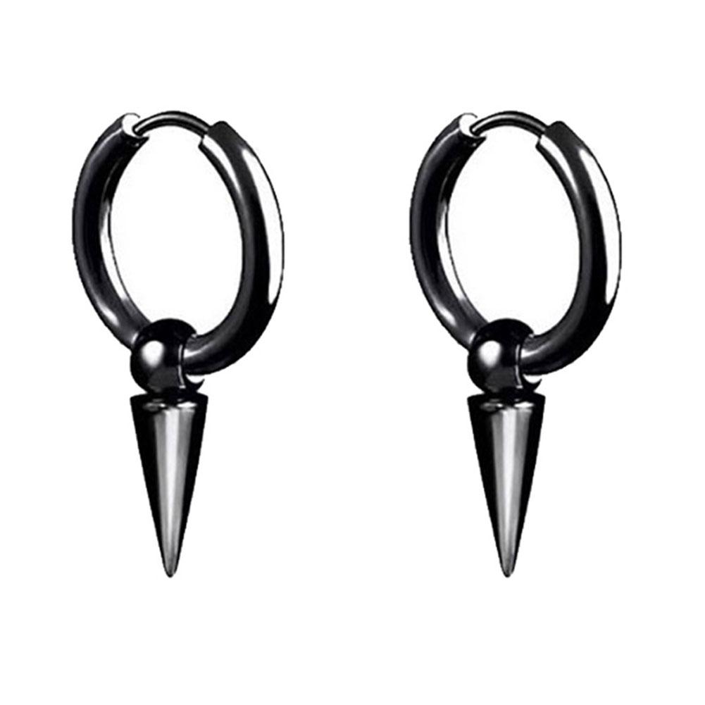 1 Pair Punk Stainless Steel Stud Earrings Black Earrings Set For Men Women Vintage Hip Hop Piercing Ear Fashionable and Minimalist Jewelry