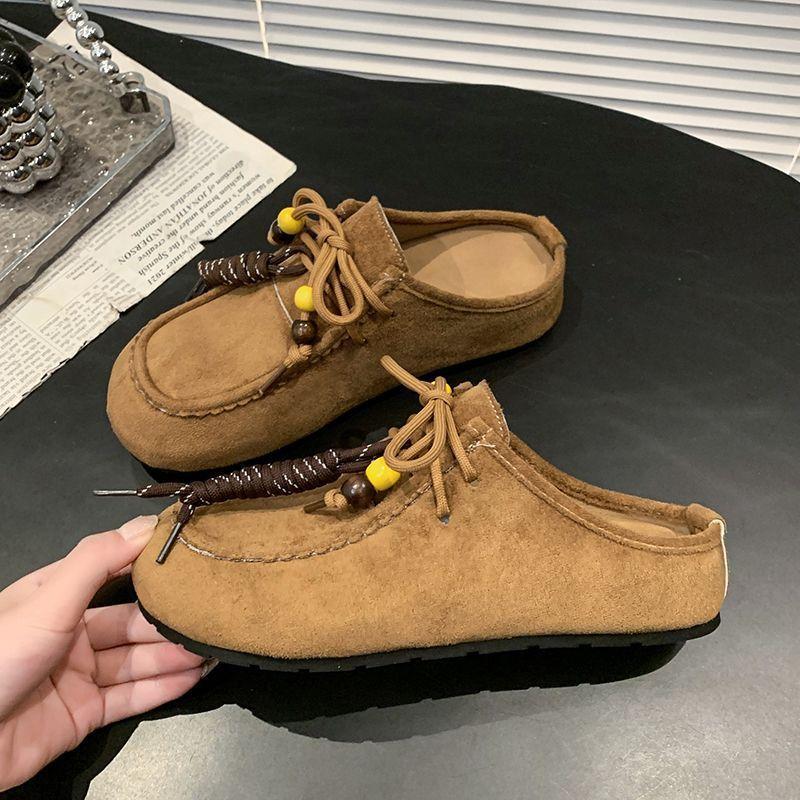 Ugly and Cute Pedal Boken Platform Fashion Height Boken Shoes Bag Head Half Slippers Women's Wear 2025 Autumn and Winter New