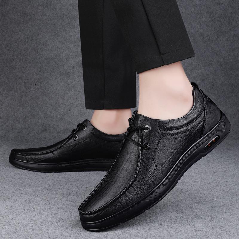 Fashion Men Handmade Top Layer Cowhide Casual Slip On Shoes Genuine Leather Men Loafers Outdoor Comfortable Breathable Men Shoes