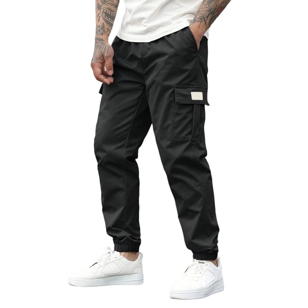 Men's Slim Fit Cargo Jogger Pants with Drawstring Elastic Waistband, Color Multi-Pocket Casual Trousers