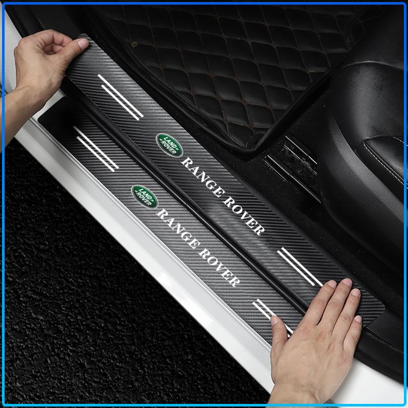 4Pcs Carbon Fiber Car Door Sill Protection Sticker Anti-scratch Refit For Land Rover Freelander 2 L2 L319 L462 LF Range Sport Evoque L322 Discovery 2