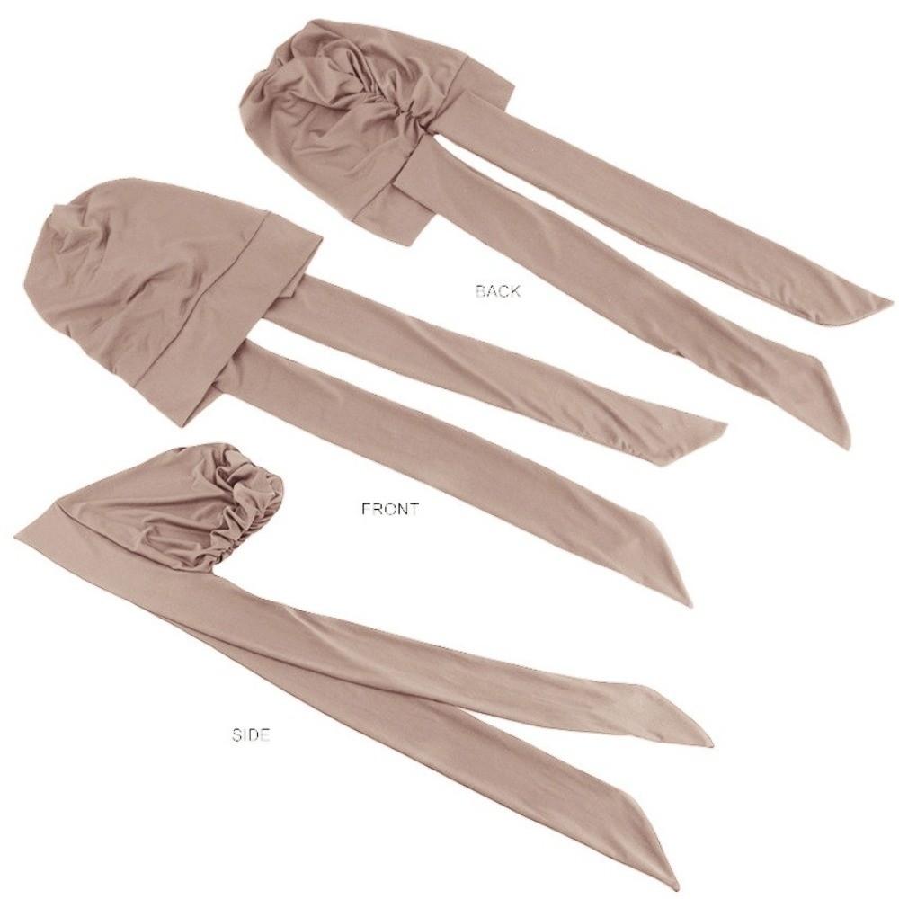 Nouveau Bonnet de Base Respirant Uni avec Longue Queue Hijab Chapeau Foulard Élastique Confortable pour Femmes Musulmanes