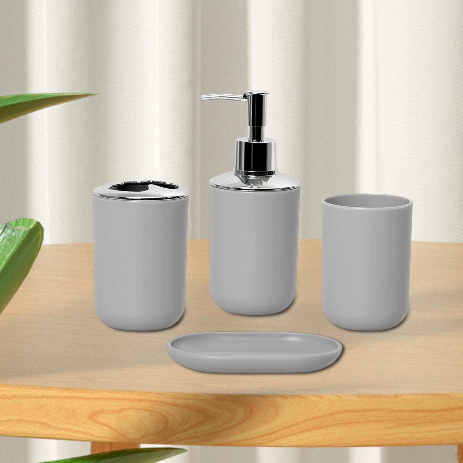 

Аксессуары для ванной комнаты Полный набор аксессуаров для ванной Современный декор Дозатор для мыла Зубная щетка серый