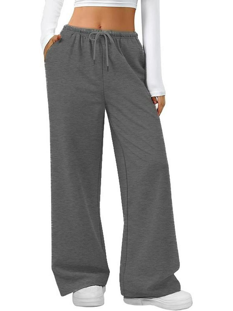 Summer Women's Jogging Pants - Elastic Waist, Solid Color, Plus Size, US Sizes, Drawstring Sweatpants