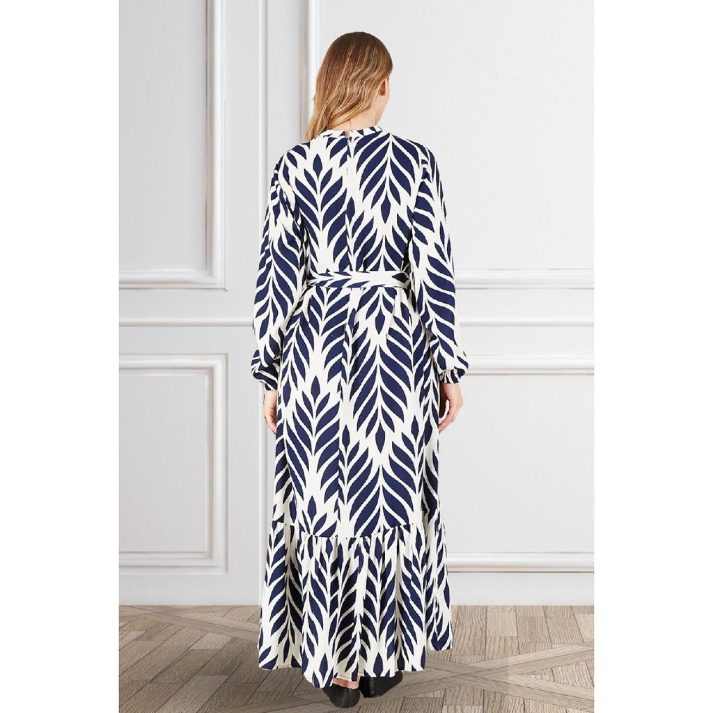 Women's Magnificent Collar Plus Size Dress Hijab Viscose Fabric Pleated And Pleated Dress