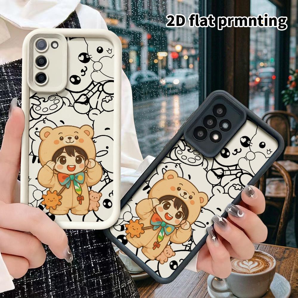 Phone case: 2D flat, suitable for Samsung Galaxy A34 A35 M05 M06 S20 S22 S21 FE Plus 5G protective cases, bear onesie, perfect Christmas and Halloween
