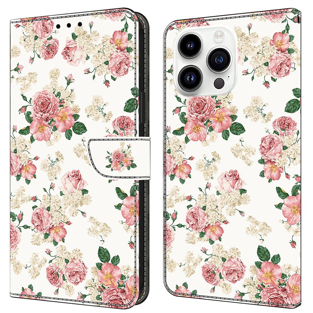 For iPhone 16 Pro Leather Case Pattern Printing Wallet Stand Flip Phone Cover
