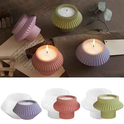 Sriped Silicone Mold for Candle Holder Making Geometric Storage Jar Resin Molds Unique Candlestick Molds Home Decors