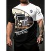 Men's Trucking T-Shirt Cool 3D Heavy Truck Graphic Printed Casual Short Sleeve O-Neck Pullover Streetwear American Highway Tee Tops Male Clothing