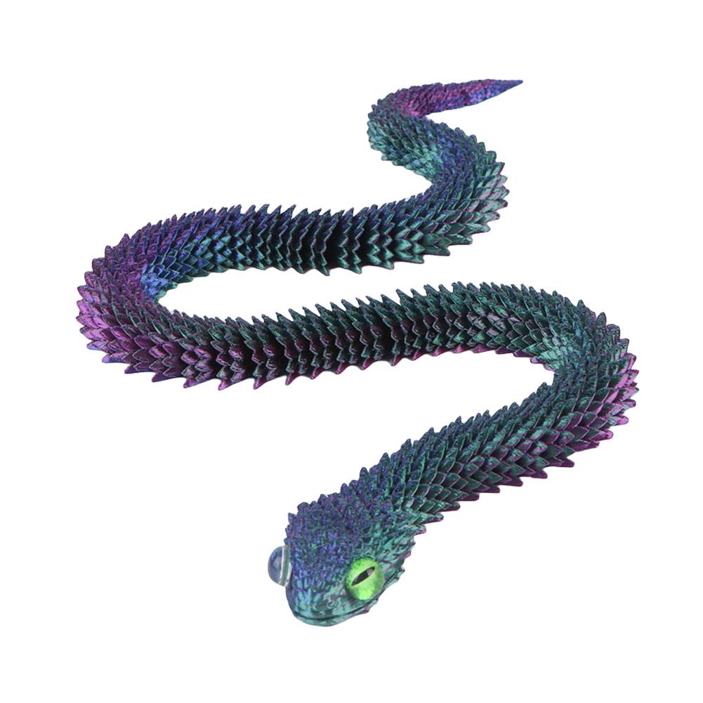 3D Printed Flexible Snake Fidget Toys Realistic Movable Joint Snake Toy 60cm Viper Model Creative for Home Office Decor