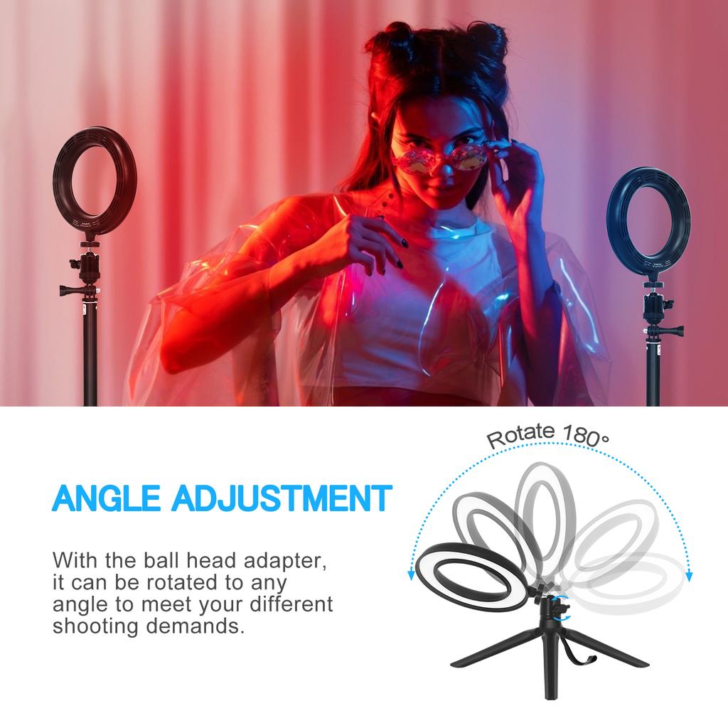 2Pack Desktop USB LED Video Lights Kit med 2 * Dimbar 6 Tommers LED Ring Light 5600K + 2 *
