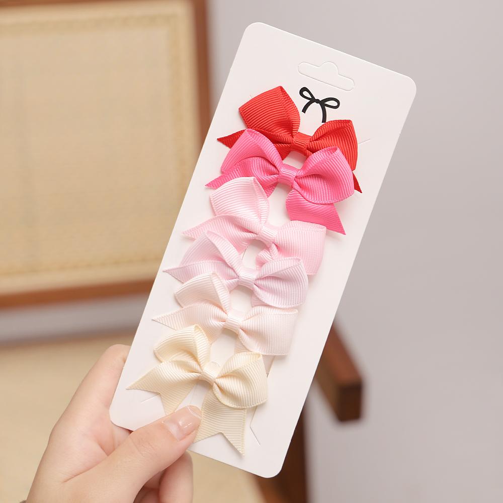 

6 шт./10 шт. Детские однотонные ленточные банты, заколки для волос для маленьких девочек, ручной работы, заколки-бантики, аксессуары для волос на Новый год