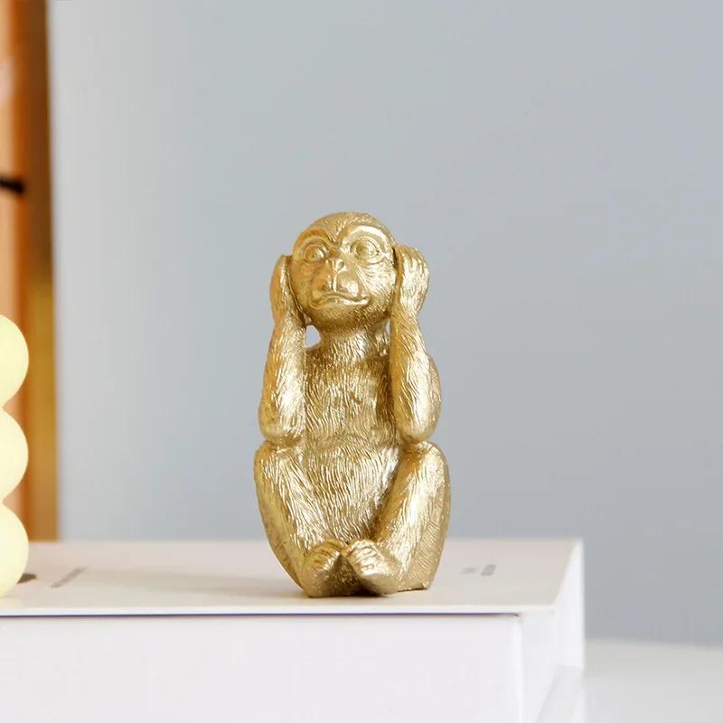 3pcs/set Miniature Monkey Figurines Home Decorative Ornament Crafts Home Bedroom Dormitory Decor Crafts Miniatures