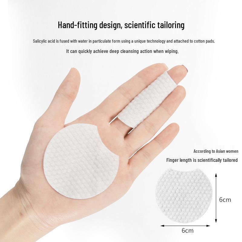 Dual-Effect Cotton Makeup Remover Pads - Round, Double-Sided, Notched, Pearl Texture with Salicylic Acid
