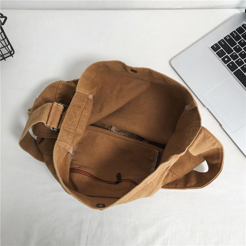 Minimalist Style Solid Shoulder Bags 100% Cott Unisex Solid Crossbody Bags Canvas Packages South Korea Casual Messenger Bags