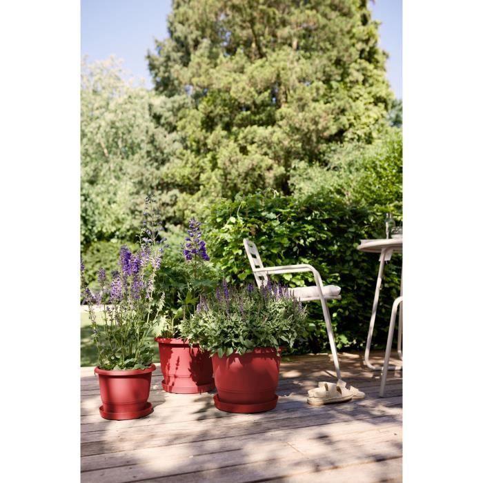 ELHO Pot de fleurs Amiga Rond 30 - Rouge - Ø 29.5 x H 22 cm - Extérieur - 100% recyclé