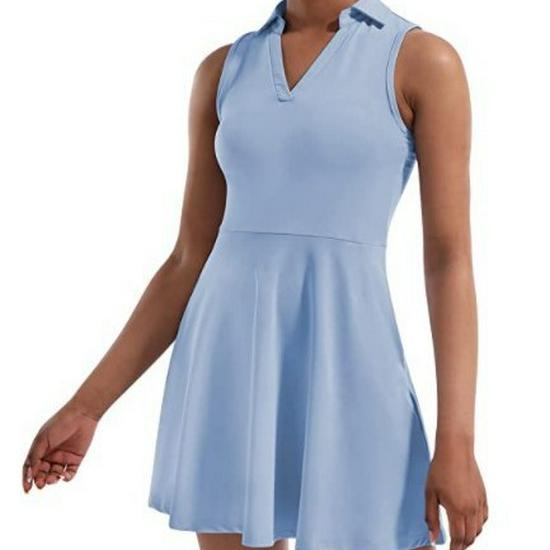 

Женское платье без рукавов для тенниса и гольфа со встроенными шортами и 4 карманами Extra Large темно-синий