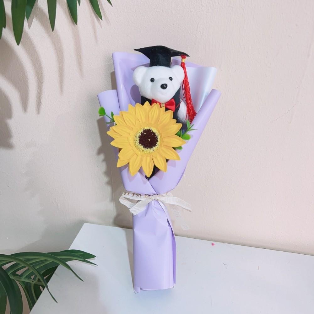 New Sunflower Bear Bouquet Dr.Bear Lovely Bear Graduation Bouquet Graduation Ceremony