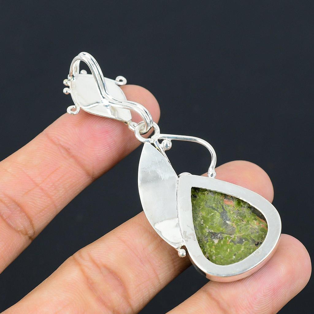 925 Sterling Silver Unakite Stone Birthday Mother Engagement Anniversary Pendant