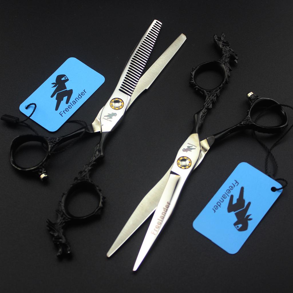 6.0 Inch Black Handle Sword Type, Tail Dragon Handle Hair Scissors, Hair Scissors, Flat Scissors, Tooth Scissors, Thin Scissors