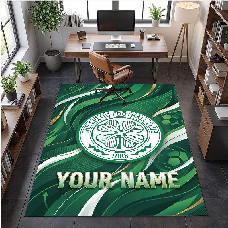 Crystal Velvet Rug Celtic FC Print Custom Name Text Floor Mat Home Decor