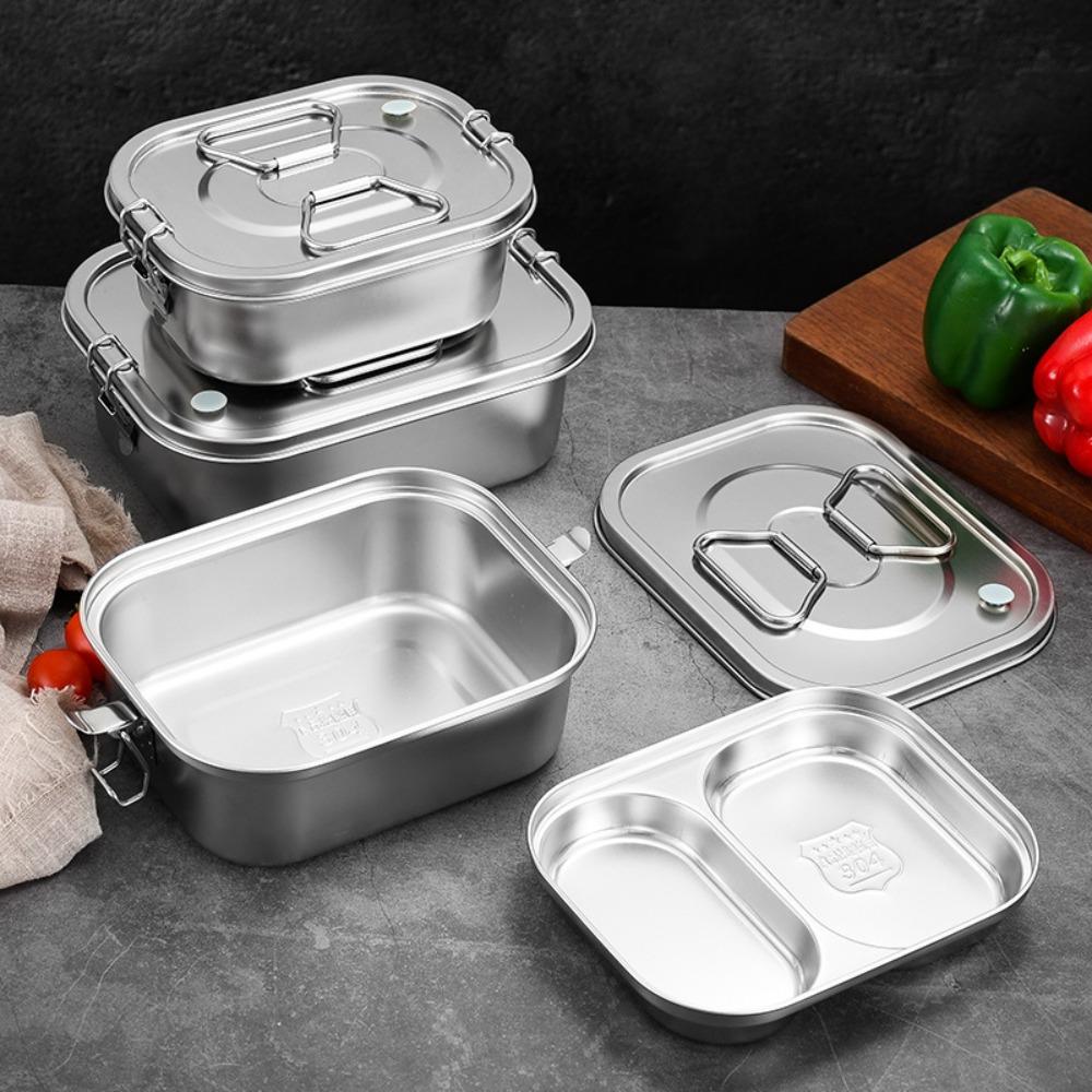 304 Stainless Steel Picnic Box Compartmental Food Storage Box Portable Camping Lunch Box  Trip