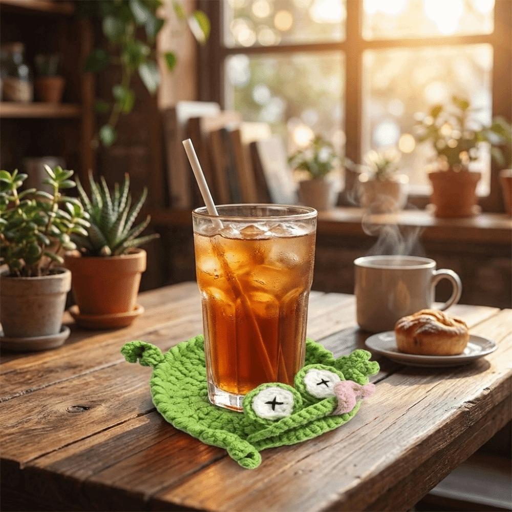 Cartoon Hitzebeständige Matte Rutschfest Gestrickte Tassenunterlage Tierische Getränkeuntersetzer Restaurant Tisch