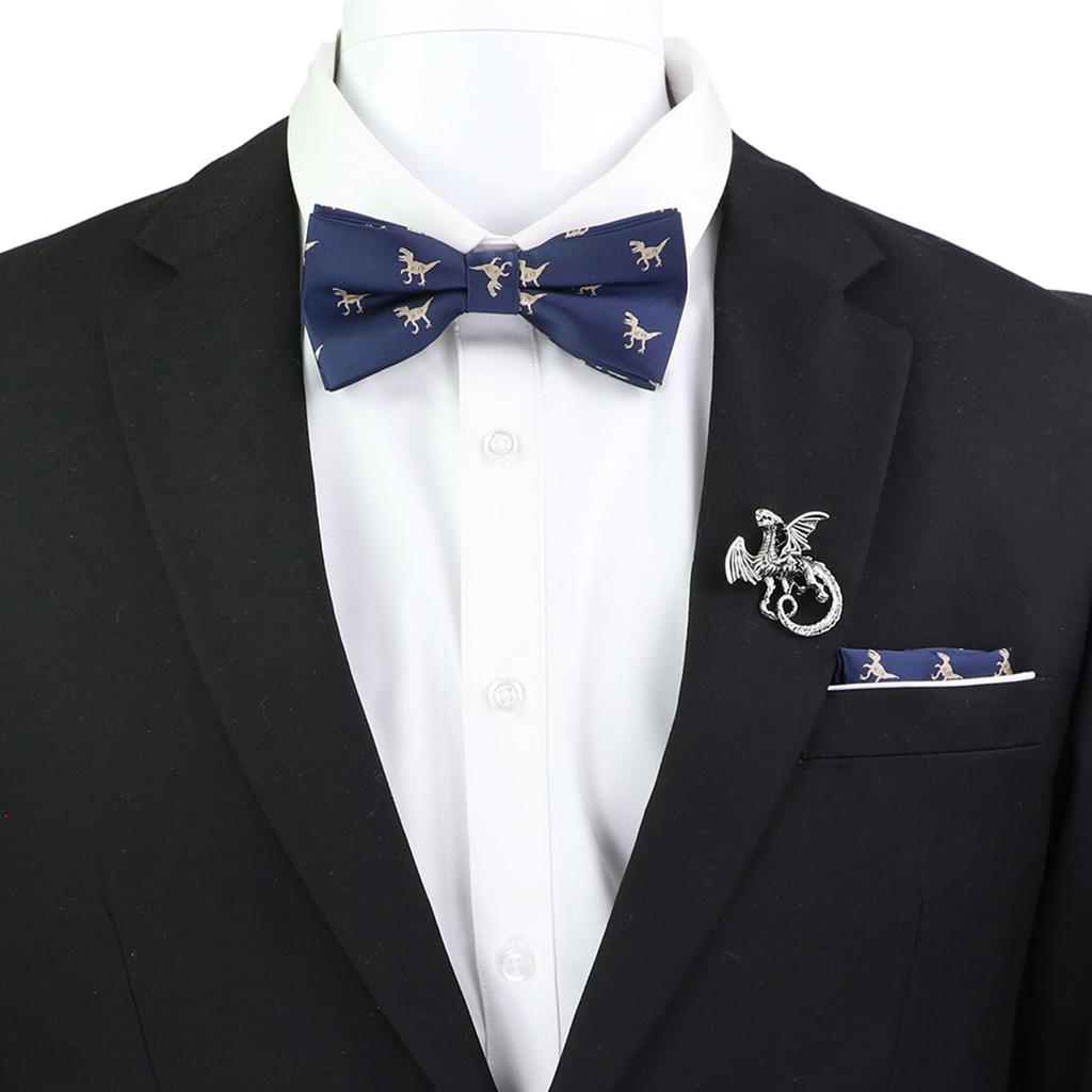 Набір краваток-метеликів, візерунок із зображенням черепа-дракона, чоловіки, платок із метеликами, брошка з китицями, весілля, вечірка на Хелловін,